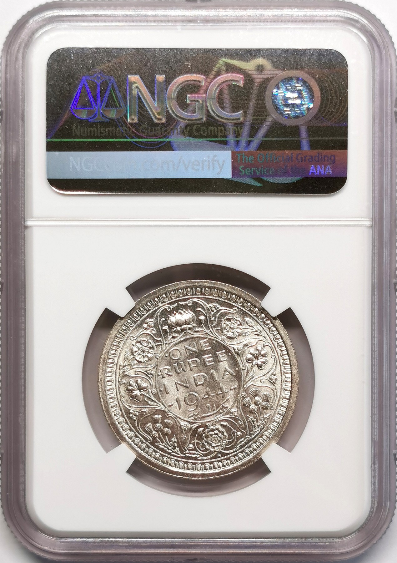 凡希社世界钱币微拍第二百四十八期 1944B英属印度乔六卢比NGC-MS63