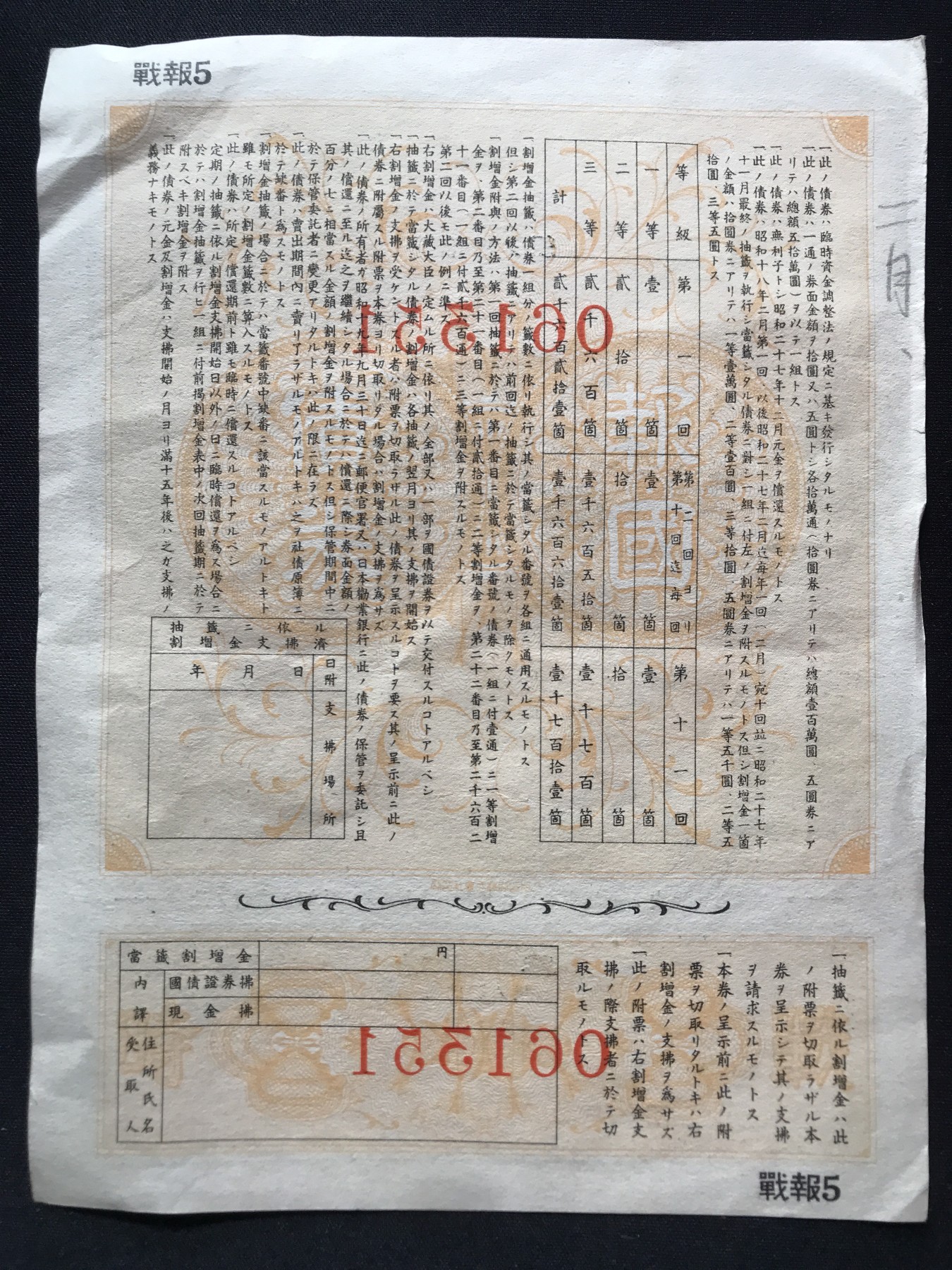 第2期 纸币专场 （无押金，捡漏，全场20包邮，偏远地区除外，接收代拍业务） 日本国债券伍元