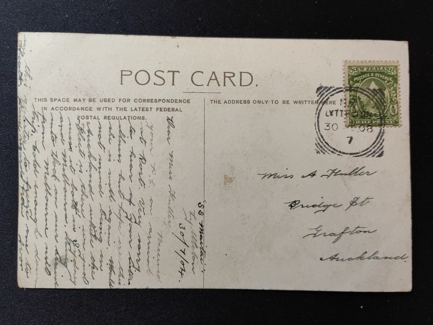 一战时期实寄明信片（精选） 1908年 我肩上的事太多了我没有时间写作