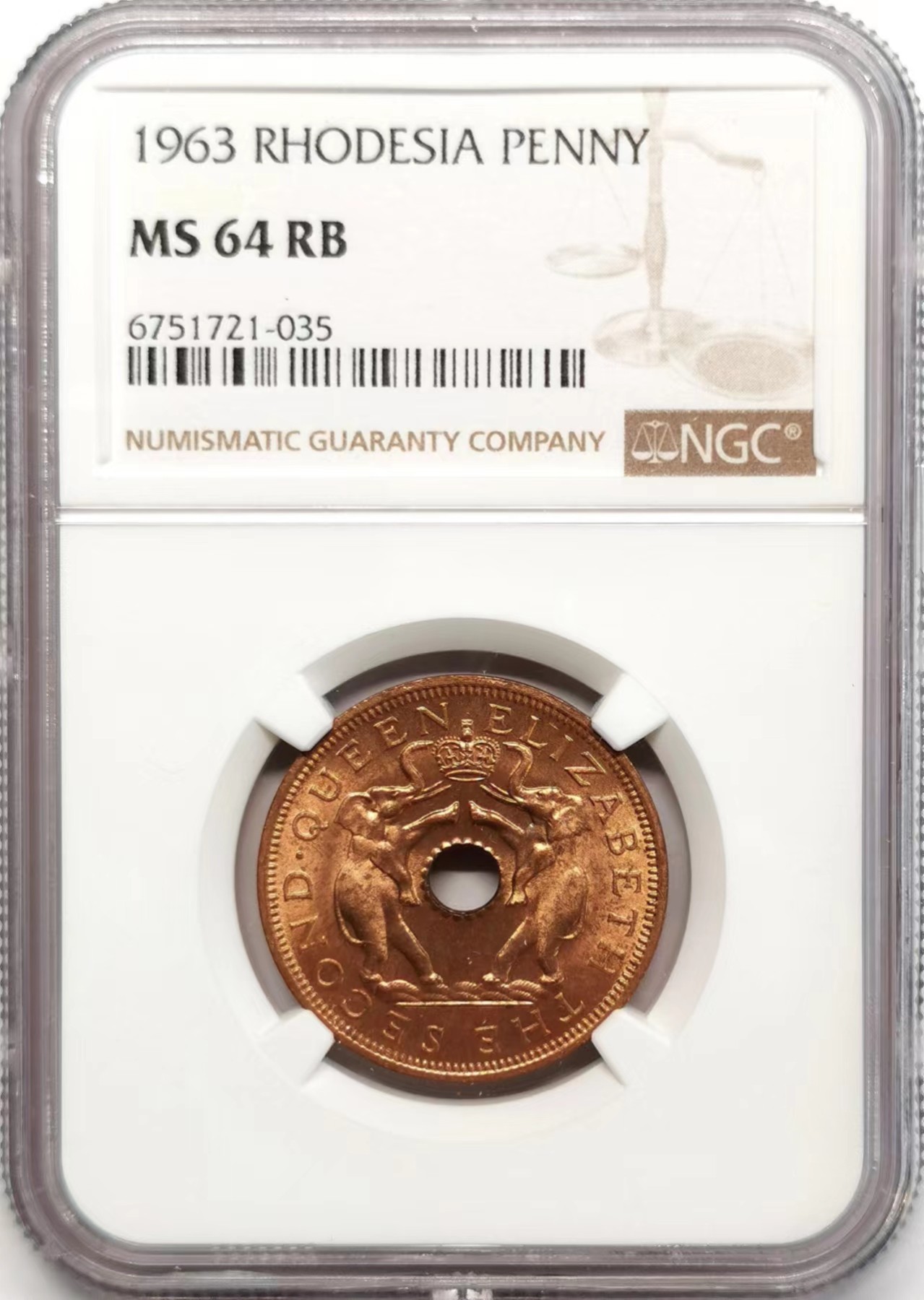 凡希社世界钱币微拍第二百四十八期 1963罗得西亚便士铜币NGC-MS64