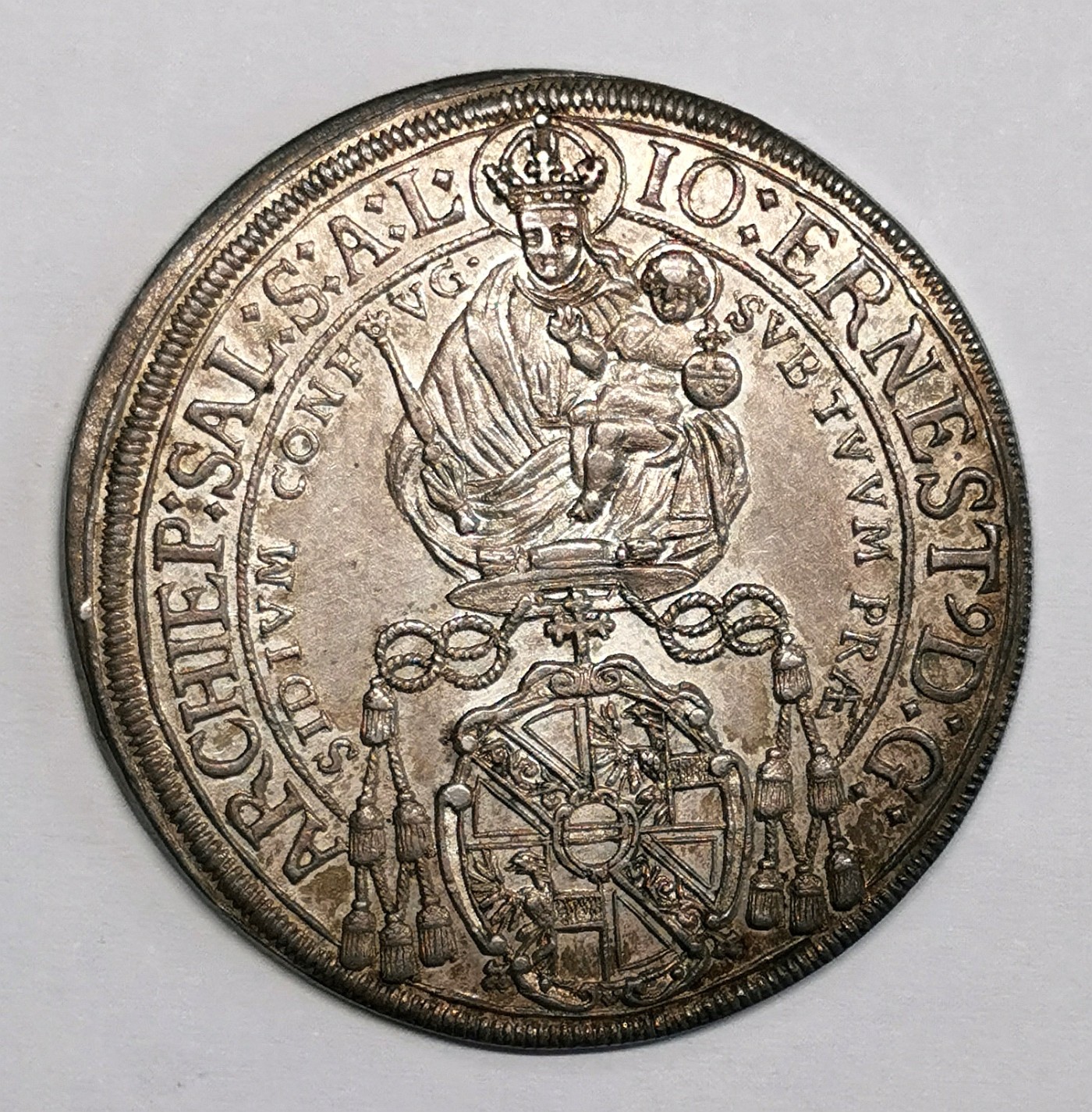 凡希社世界钱币微拍第二百四十八期 1687奥地利萨尔茨堡主教区泰勒大银AU/UNC淡紫金包浆！