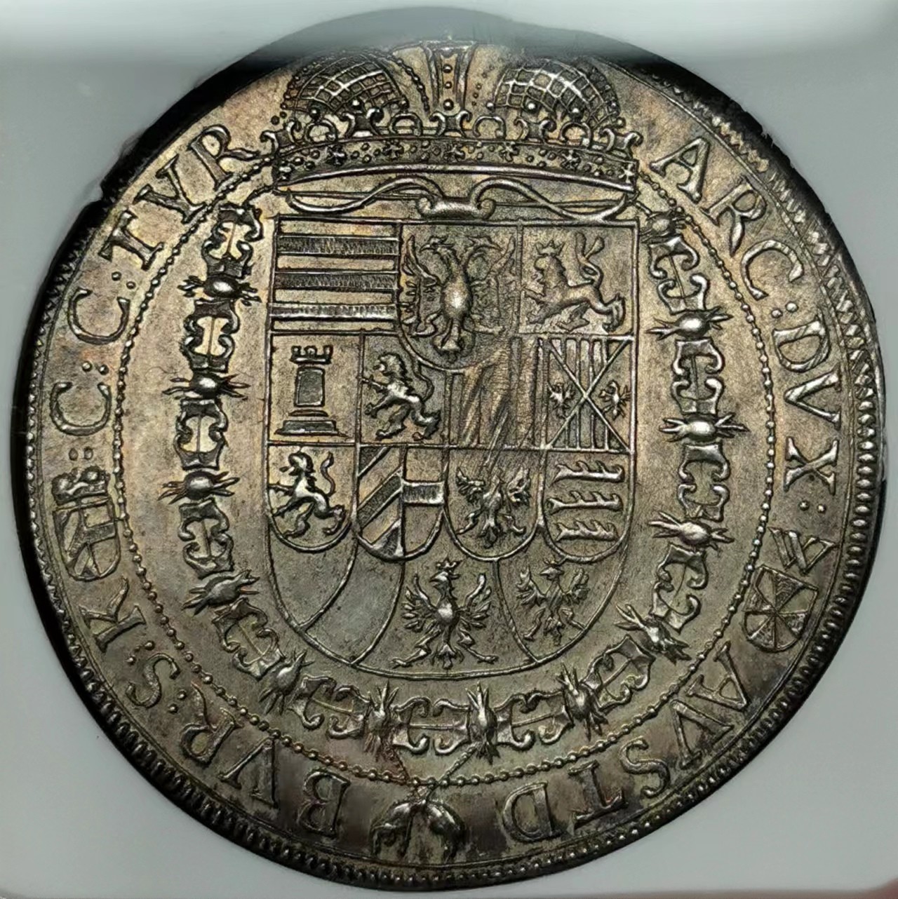 凡希社世界钱币微拍第二百四十八期 稀！1651神罗斐迪南三世桂冠像泰勒大银NGC-MS61罕见版式压箱底品质！