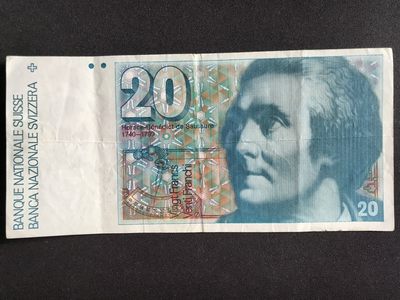 第3期 纸币专场 （无押金，捡漏，全场20包邮，偏远地区除外，接收代拍业务） - 瑞士20法郎