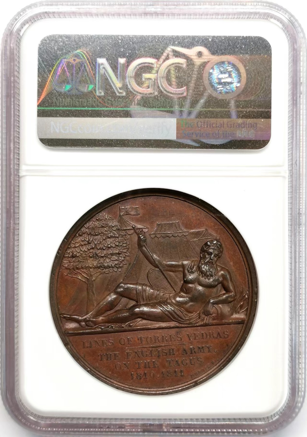 凡希社世界钱币微拍第二百四十八期 1820英国登陆特茹河纪念铜章NGC-MS62