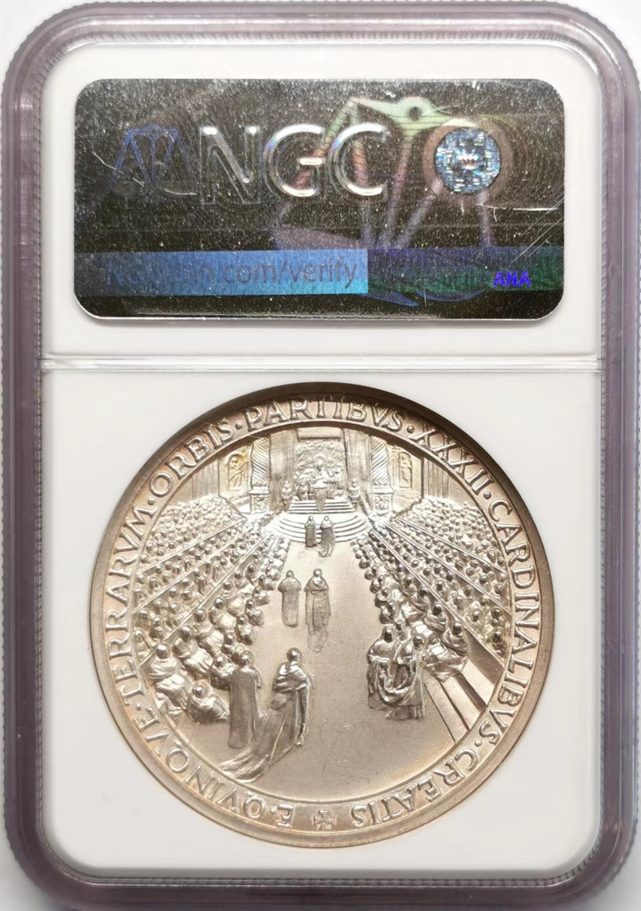 凡希社世界钱币微拍第二百四十八期 1946梵蒂冈枢机主教会议纪念银章NGC-MS62