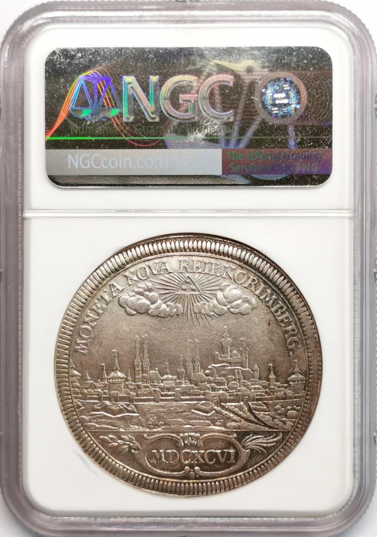 凡希社世界钱币微拍第二百四十八期 1696纽伦堡城市景观泰勒大银NGC-AU55