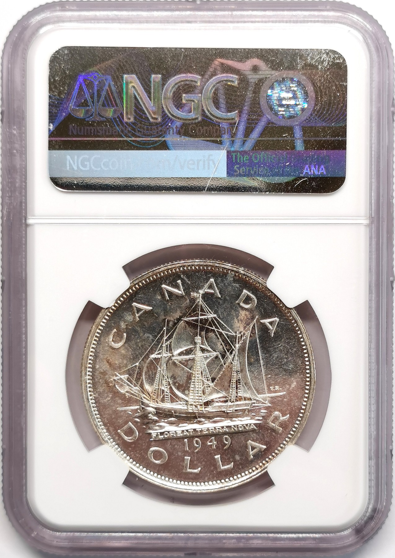 凡希社世界钱币微拍第二百四十八期 1949加拿大乔六壹元大银NGC-MS66