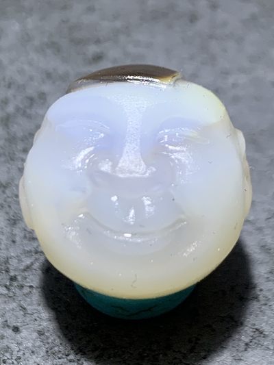 精美高玉化亚光海洋玉髓手工俏色童子圆珠一个！ - 精美高玉化亚光海洋玉髓手工俏色童子圆珠一个！
