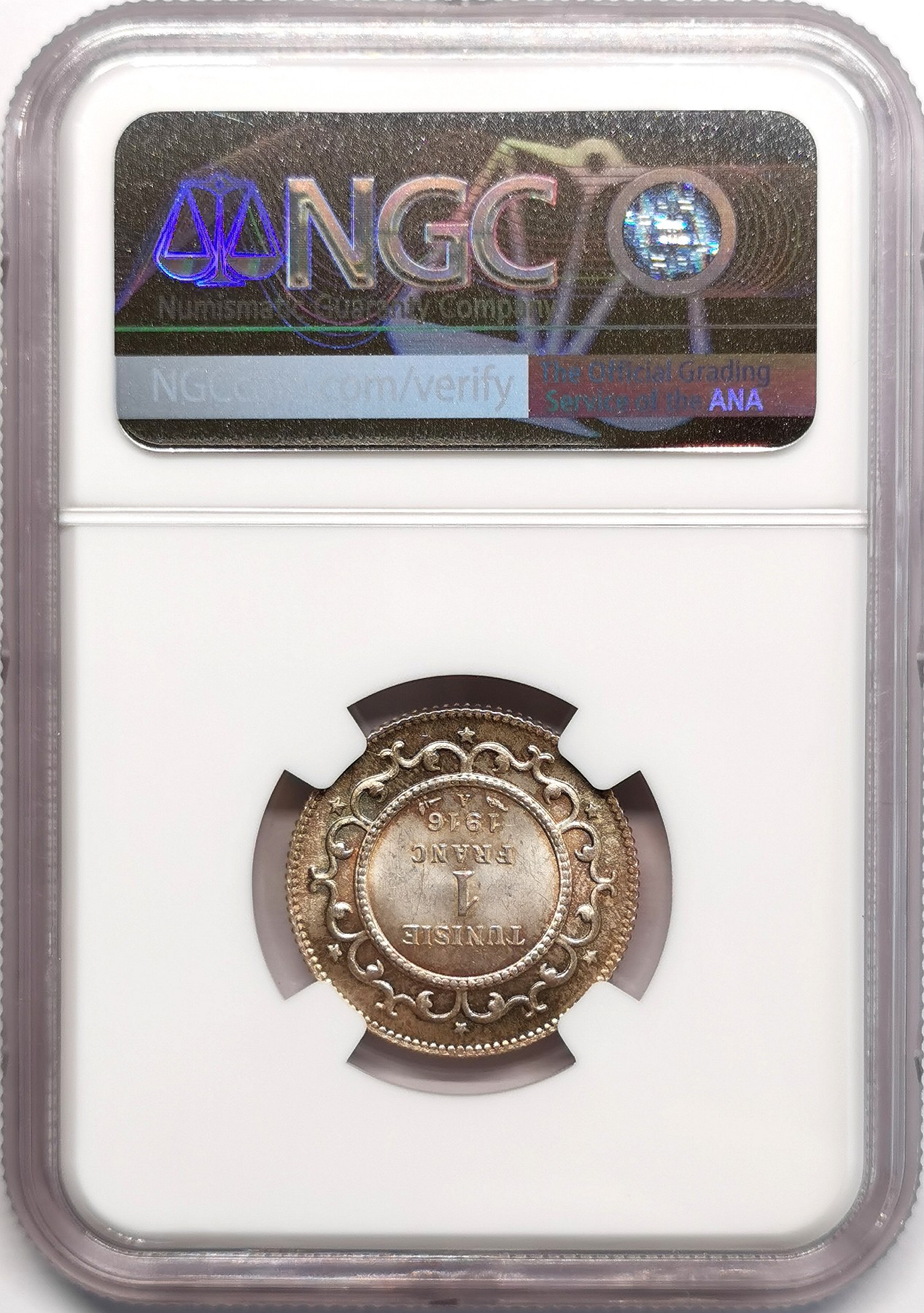 凡希社世界钱币微拍第二百四十八期 1916A突尼斯银法郎NGC-MS64