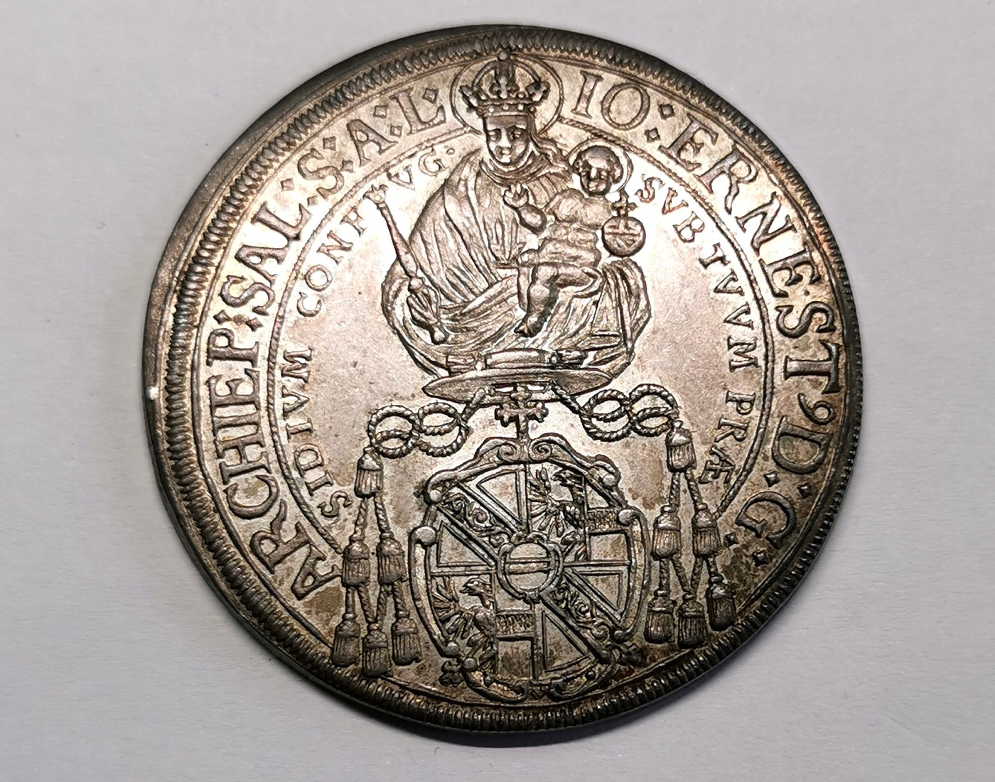 凡希社世界钱币微拍第二百四十八期 1687奥地利萨尔茨堡主教区泰勒大银AU/UNC淡紫金包浆！