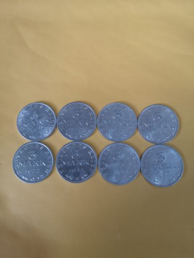 长老汇第34场杂货拍卖 - 1922德国3马克铝币8枚