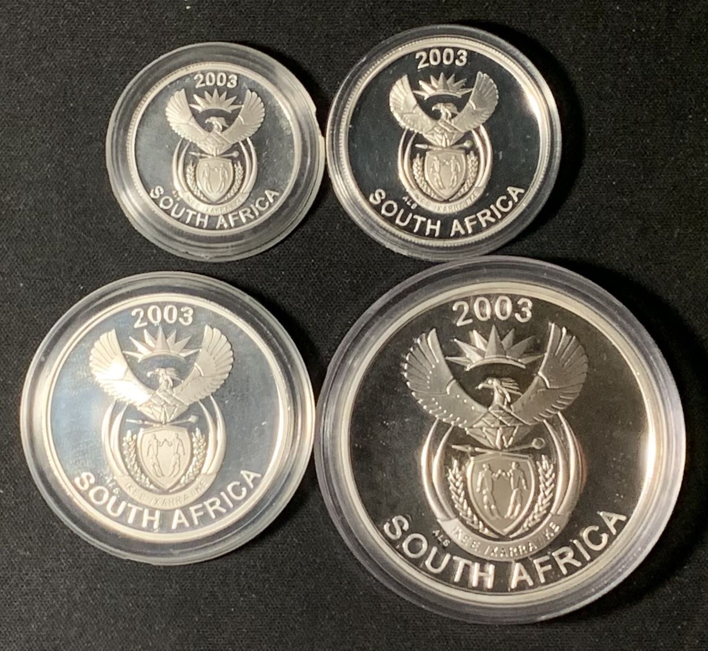 紫瑗钱币——第300期拍卖 南非 2003年 野生动物系类—犀牛 5 10 20 50分  4枚全套 精制带证书
