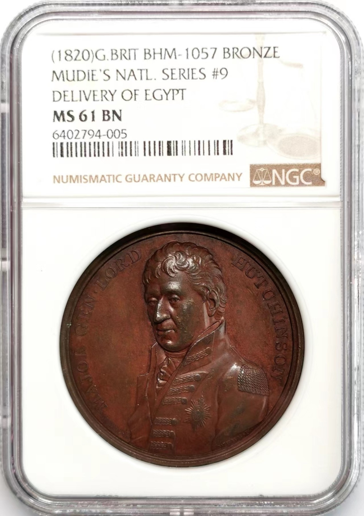 凡希社世界钱币微拍第二百四十八期 1820英国移交埃及纪念铜章NGC-MS61