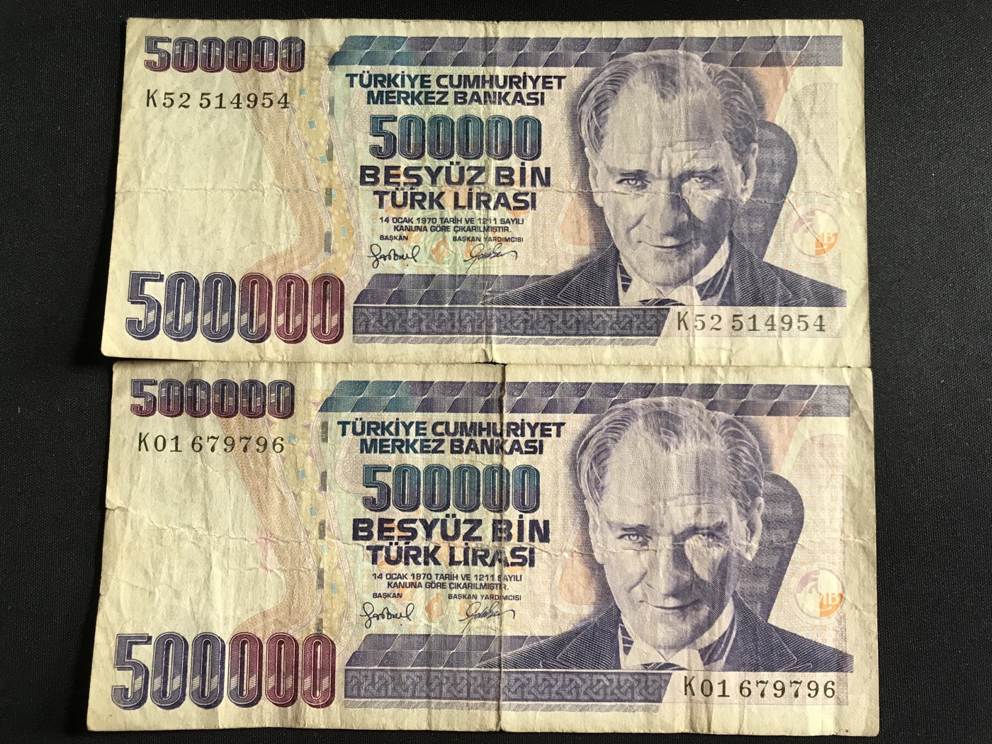 第3期 纸币专场 （无押金，捡漏，全场20包邮，偏远地区除外，接收代拍业务） 土耳其50万里拉两张