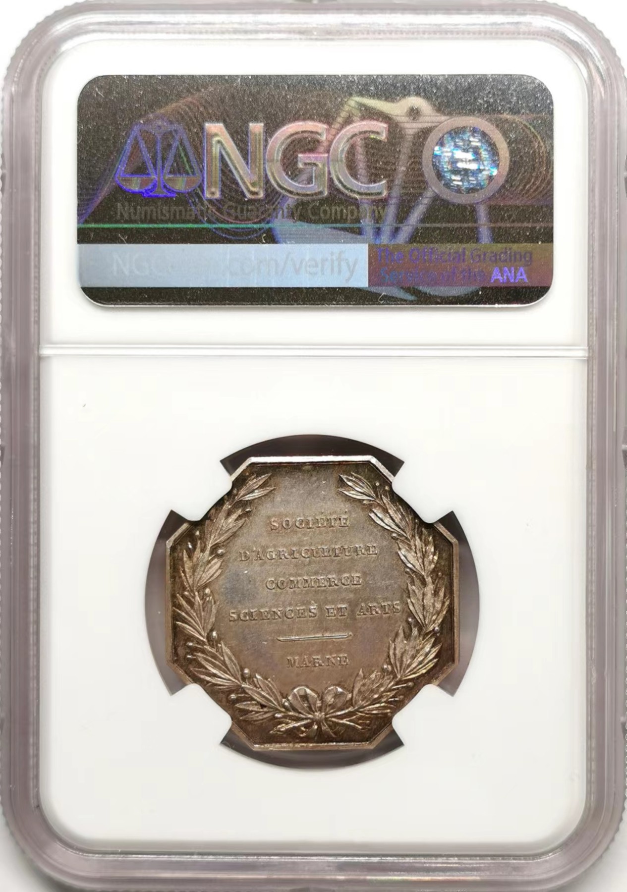 凡希社世界钱币微拍第二百四十八期 十九世纪法国马恩农业协会八角银章NGC-MS63