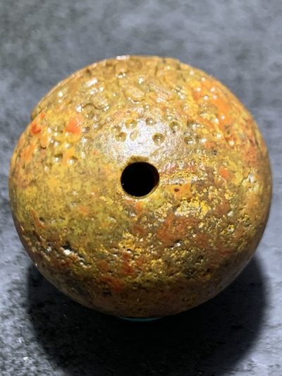 精美亚光风化纹战国红玛瑙手工雕刻珠一颗 精美亚光风化纹战国红玛瑙手工雕刻珠一颗