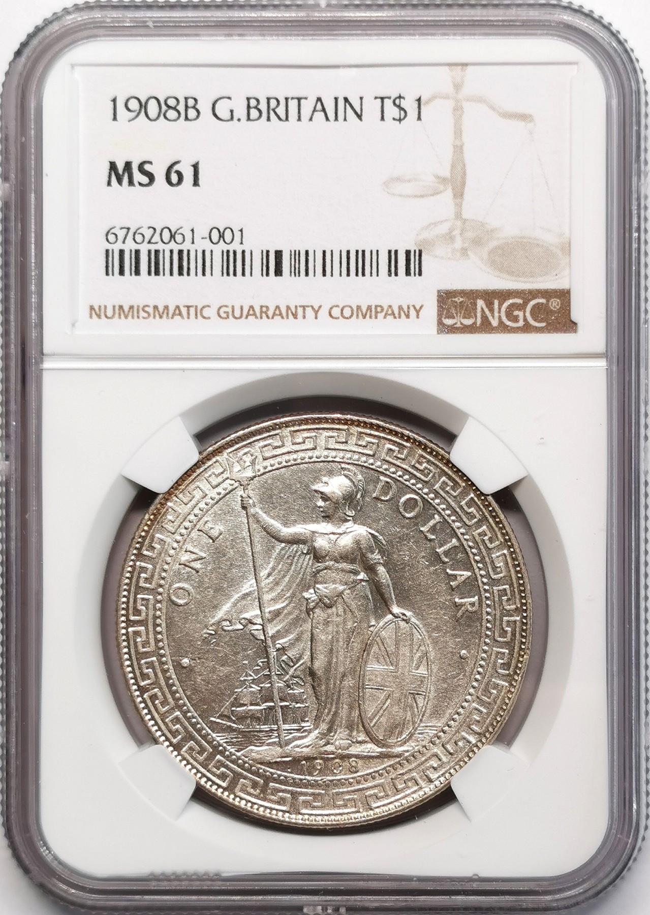 凡希社世界钱币微拍第二百四十八期 1908B站洋港光NGC-MS61