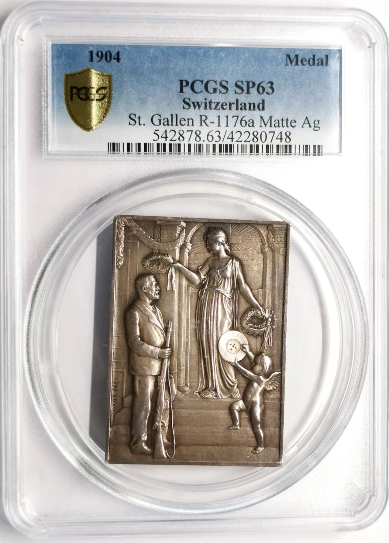 凡希社世界钱币微拍第二百四十八期 1904瑞士圣加仑射击节大规格方型银章PCGS-SP63