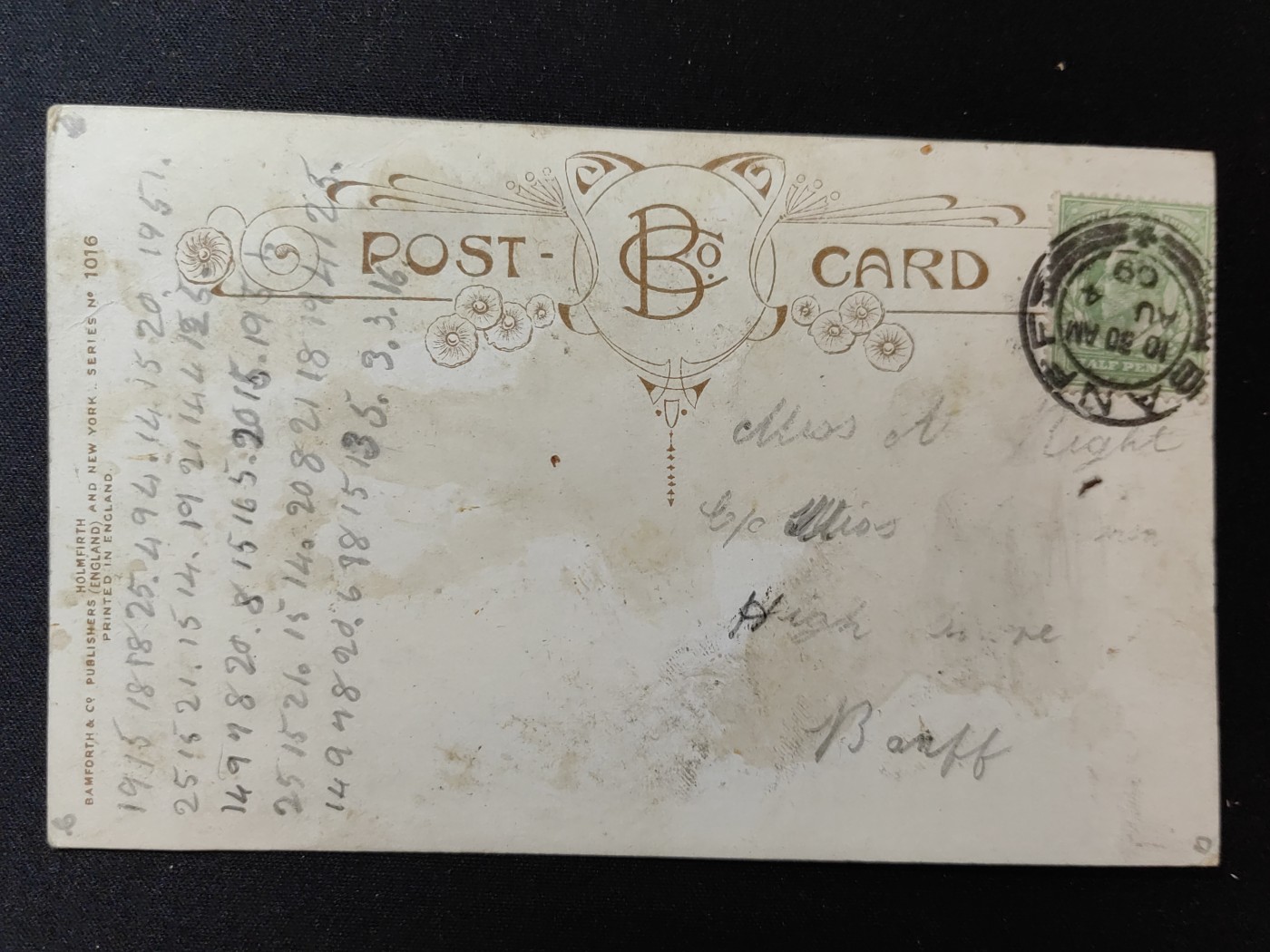 一战时期实寄明信片（精选） 1909年 亲吻