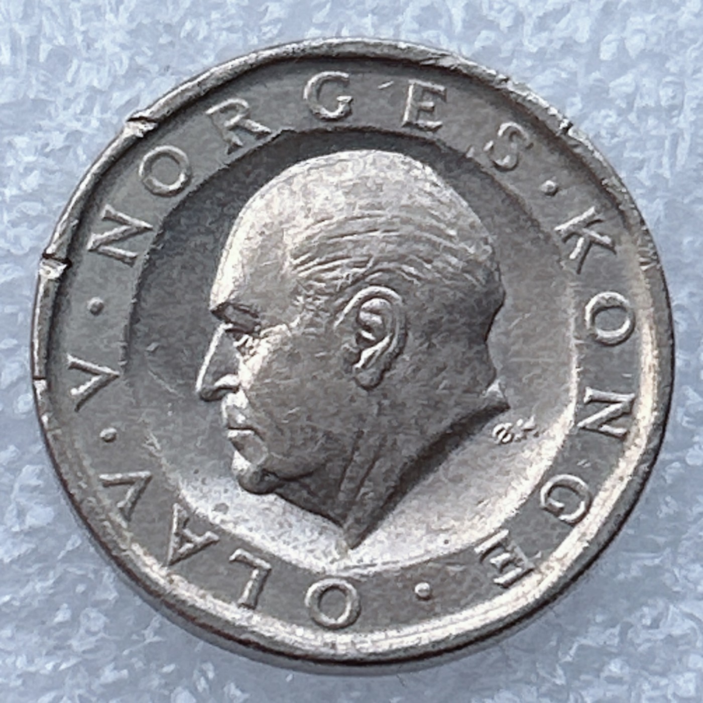 全场一元起拍 世界钱币散币场 第18期 挪威1991年10克朗 奥拉夫五世国王 凹凸造型