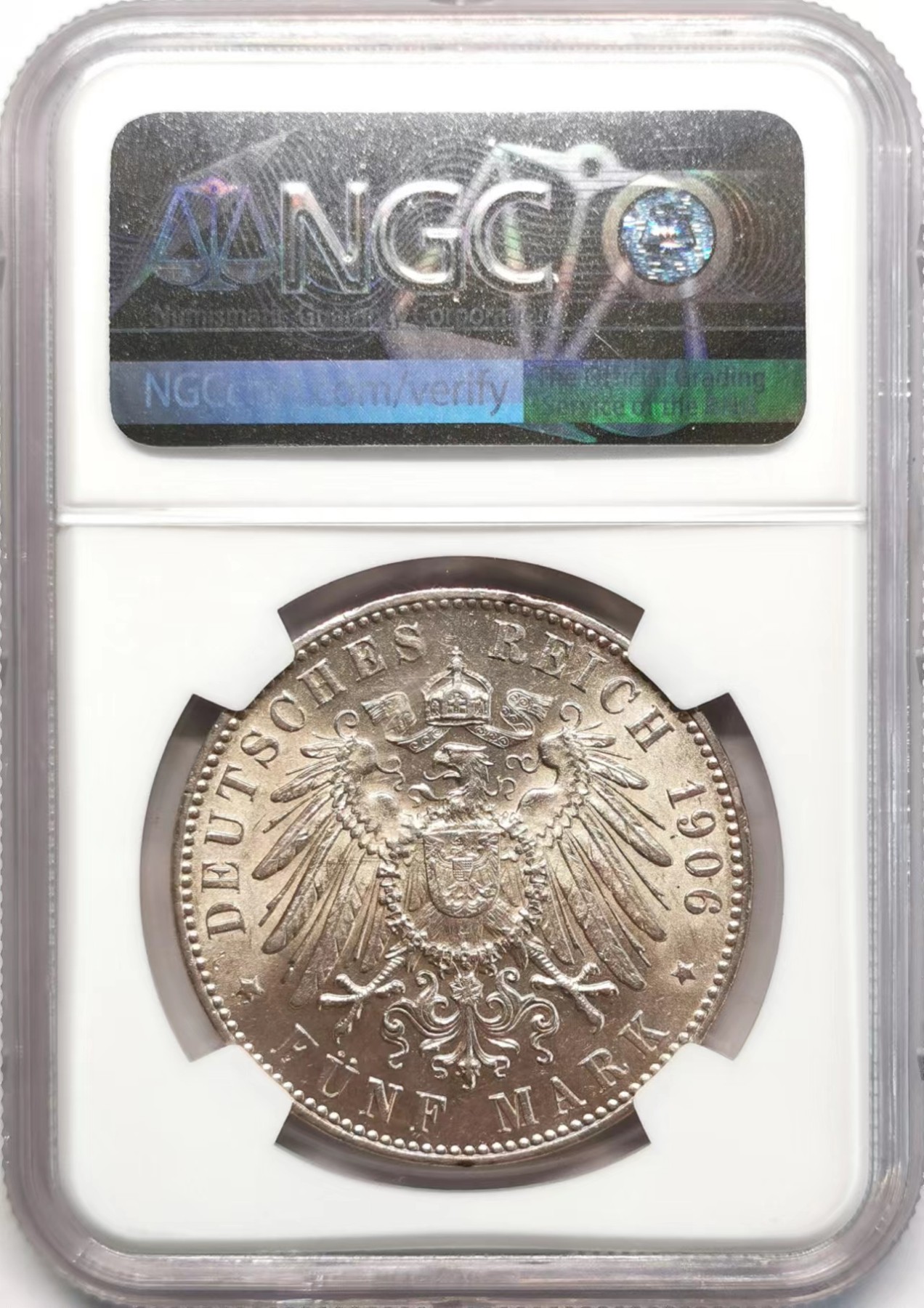 凡希社世界钱币微拍第二百四十八期 1906J不来梅城徽5马克大银NGC-MS64