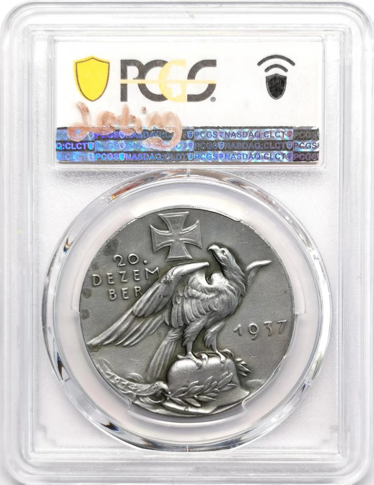 凡希社世界钱币微拍第二百四十八期 1937德国鲁登道夫纪念锌章PCGS-SP61