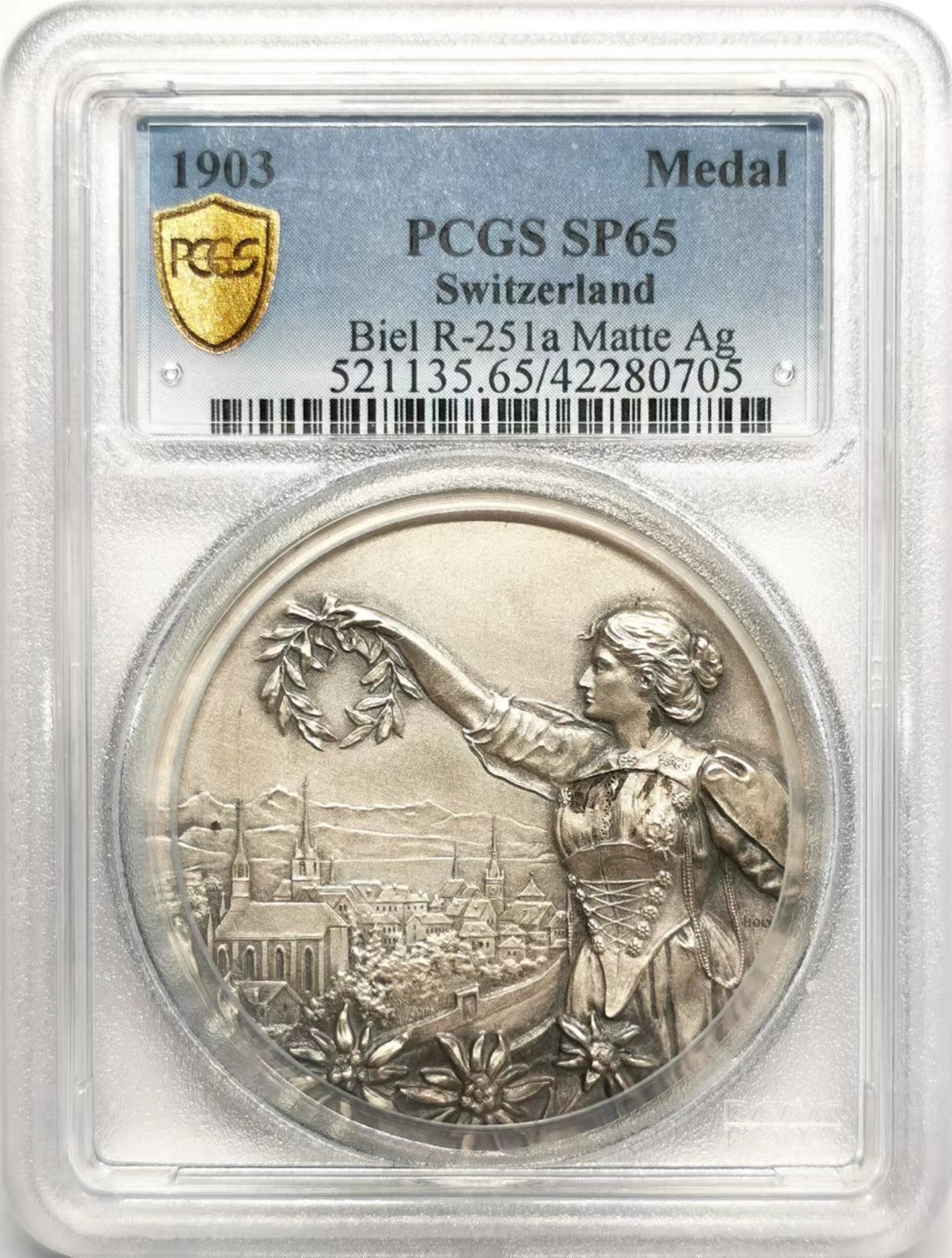 凡希社世界钱币微拍第二百四十八期 1903瑞士比尔射击节纪念银章PCGS-SP65高分顶级状态!
