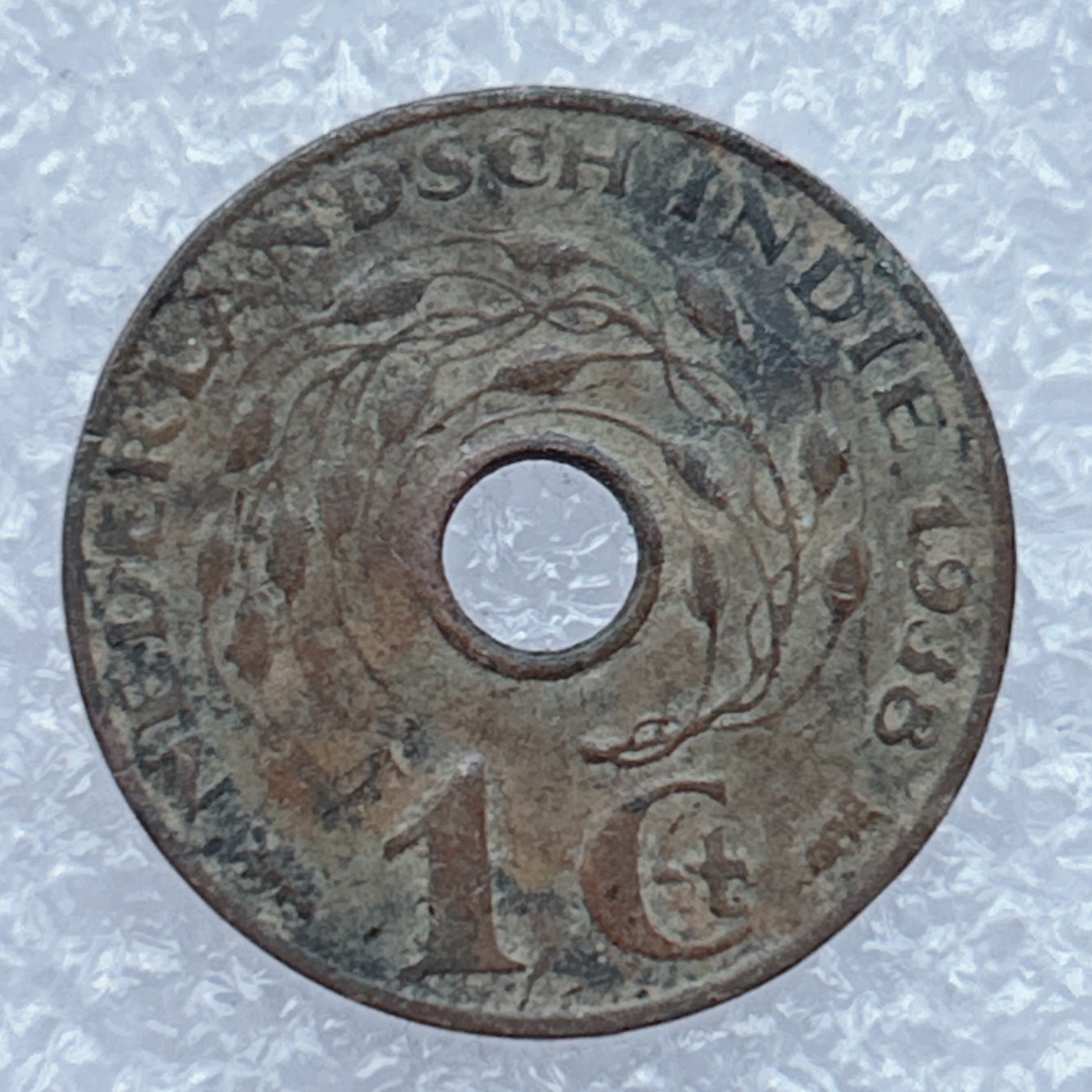 全场一元起拍 世界钱币散币场 第18期 荷属东印度1938年 1Ct-1分中孔铜币 今印尼地区