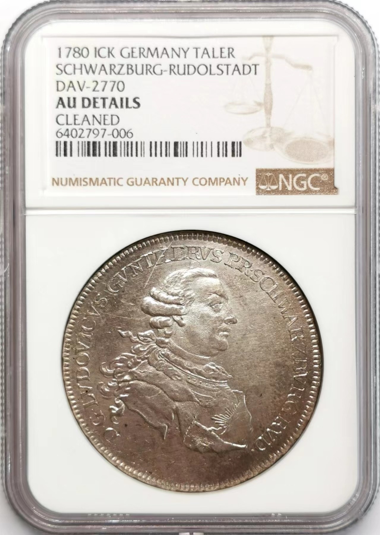 凡希社世界钱币微拍第二百四十八期 1780施瓦茨堡鲁道尔斯塔特泰勒大银NGC-AUD