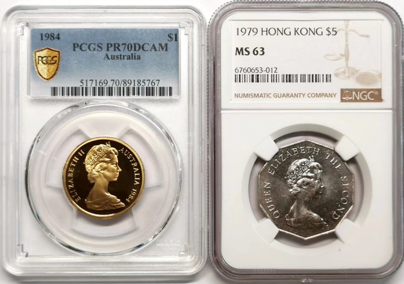 凡希社世界钱币微拍第二百四十八期 澳大利亚香港伊丽莎白一对N/P