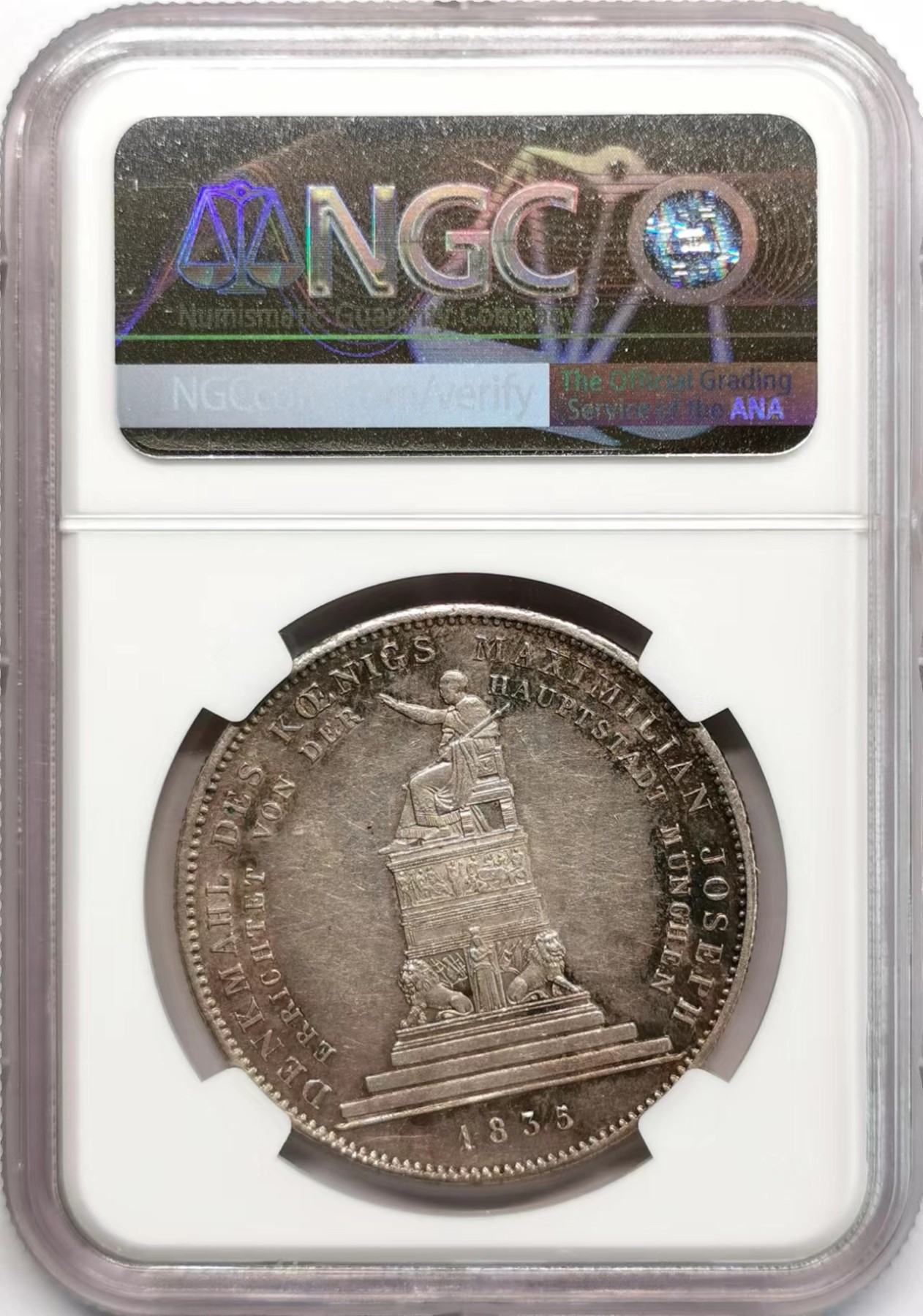 凡希社世界钱币微拍第二百四十八期 1835巴伐利亚马克西米利安纪念碑泰勒大银NGC-MS61