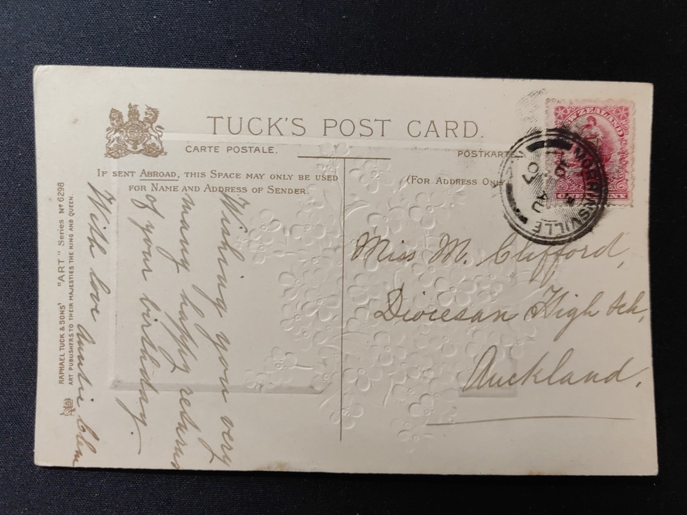 一战时期实寄明信片（精选） 1907年 节日的祝福