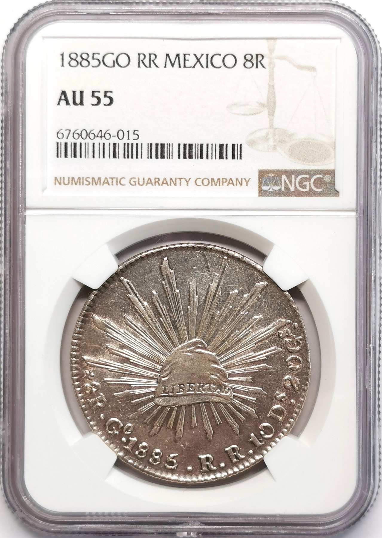 凡希社世界钱币微拍第二百四十八期 1885GO墨西哥花边鹰洋NGC-AU55