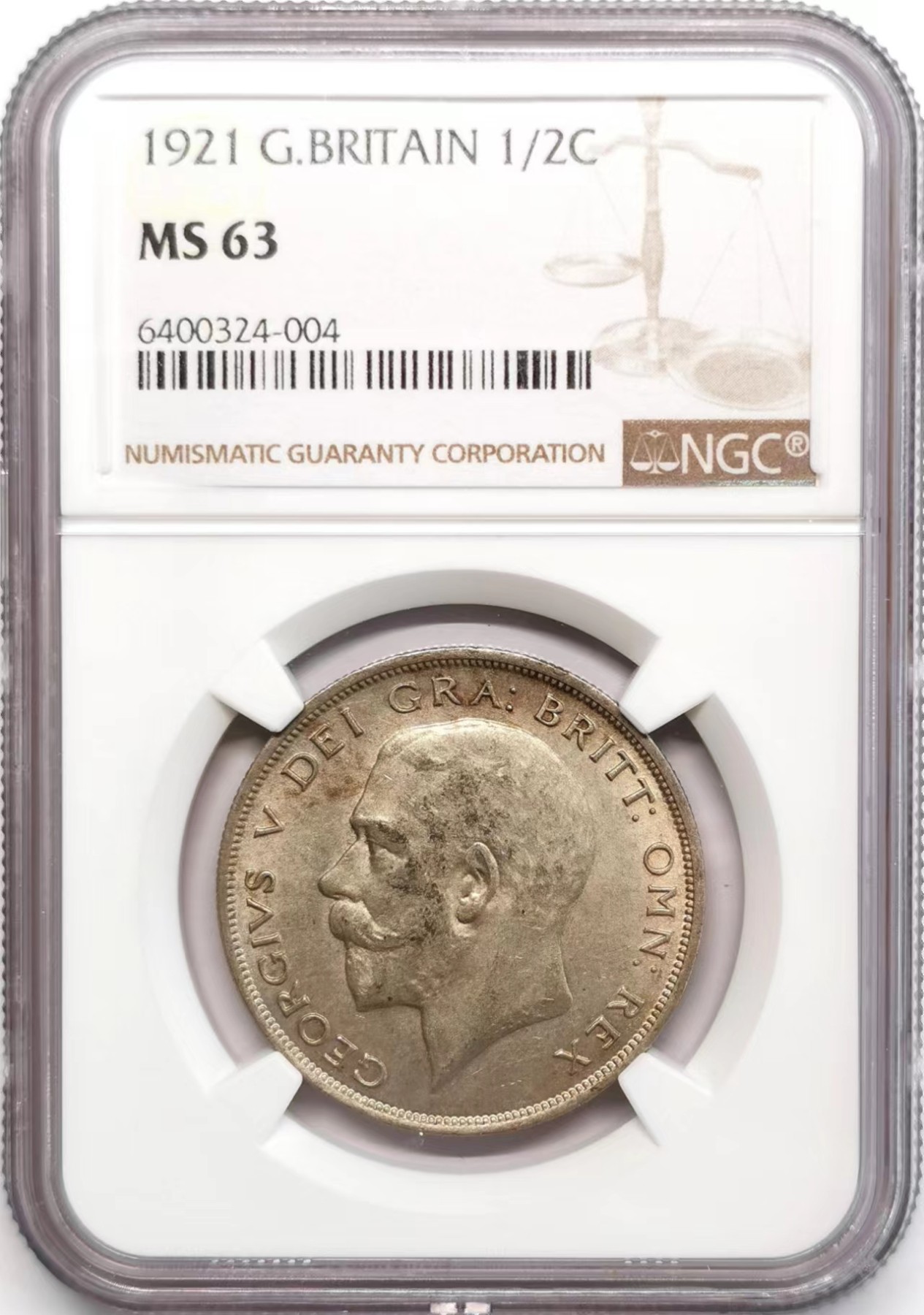 凡希社世界钱币微拍第二百四十八期 1921英国乔五半克朗NGC-MS63