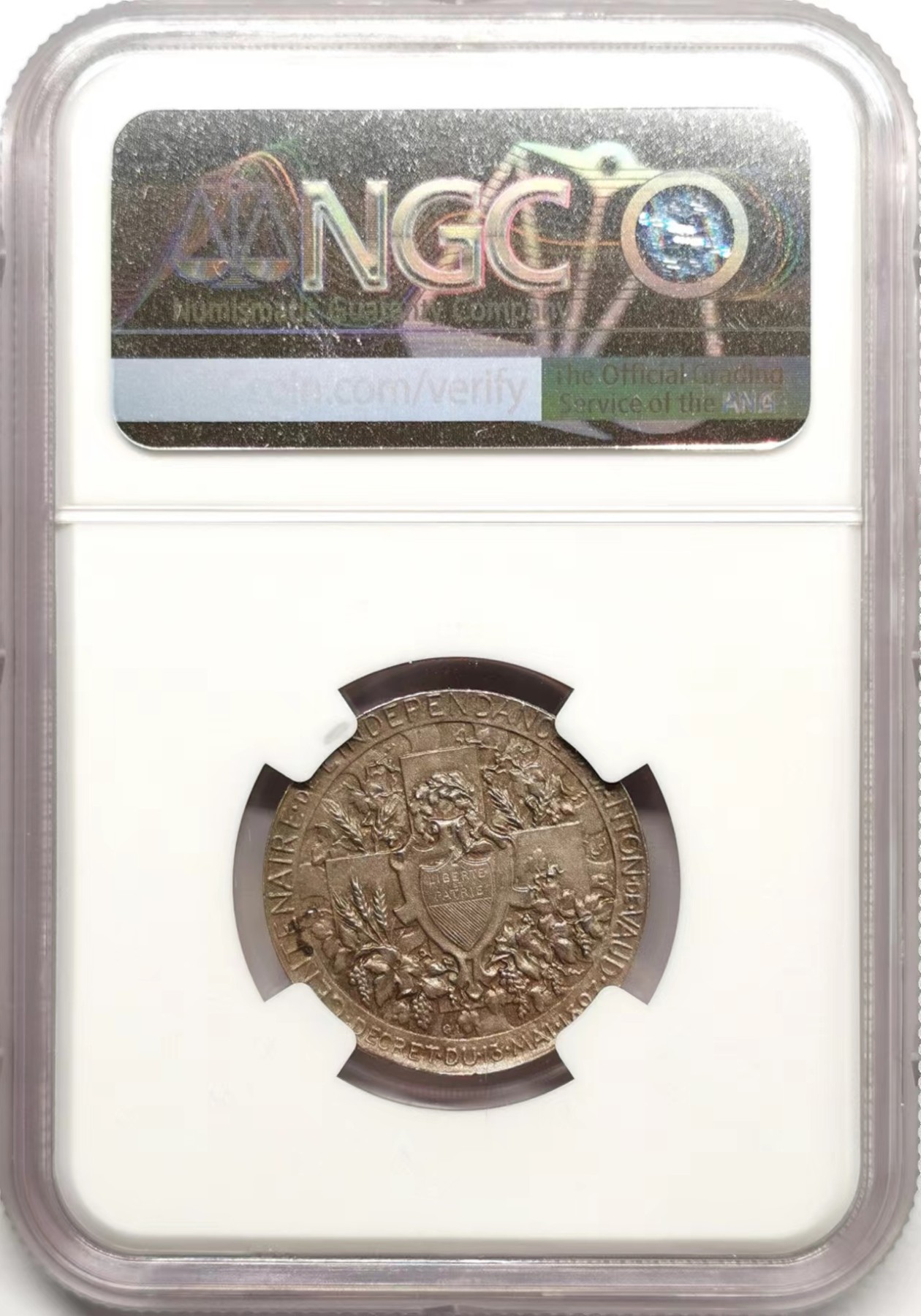 凡希社世界钱币微拍第二百四十八期 1897瑞士沃州独立百年纪念银章NGC-MS64