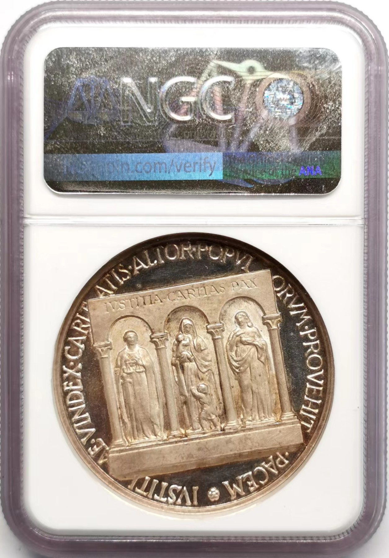 凡希社世界钱币微拍第二百四十八期 1956梵蒂冈庇护十二世80寿辰纪念银章NGC-MS63