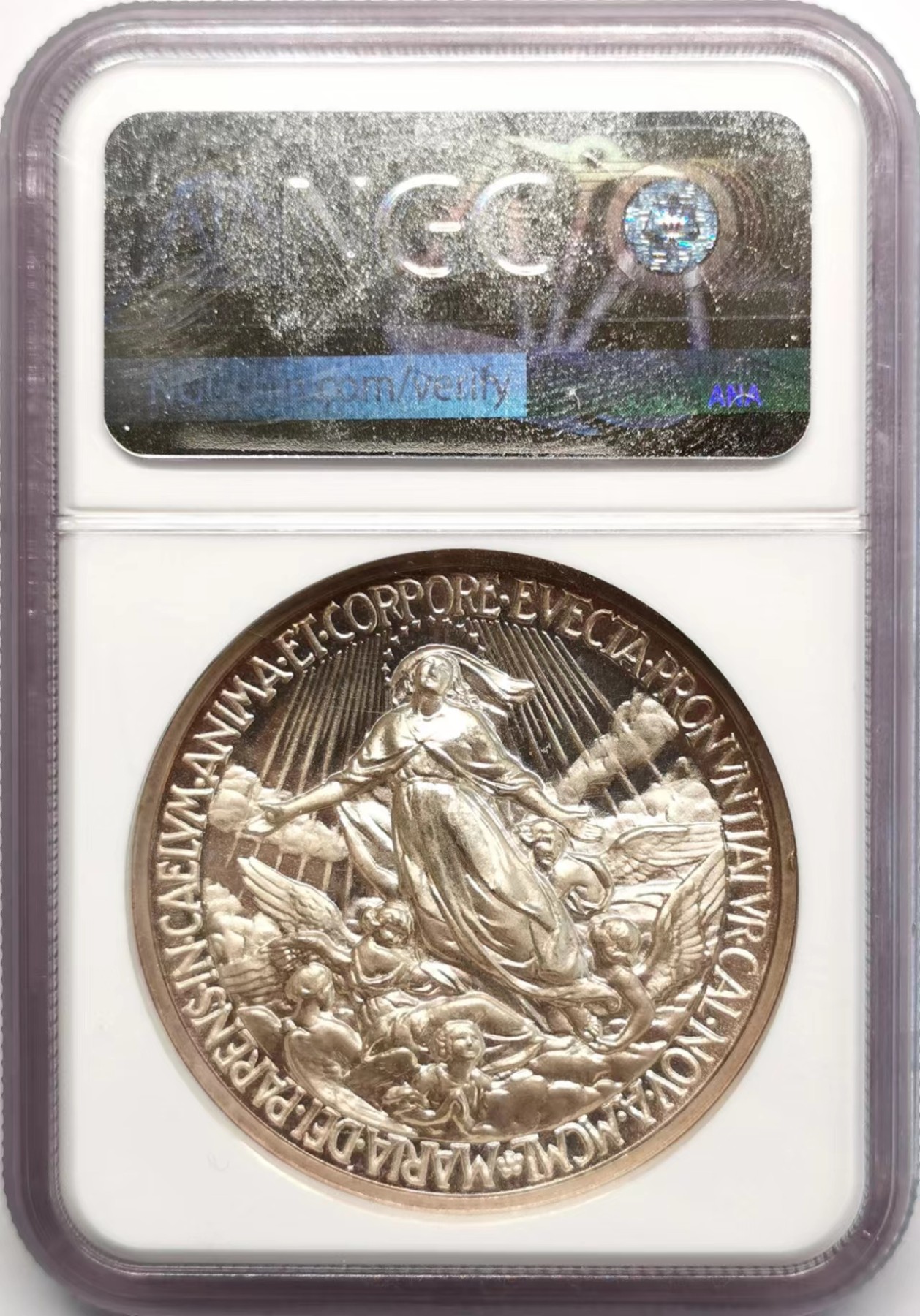 凡希社世界钱币微拍第二百四十八期 1950梵蒂冈圣母玛利亚纪念银章NGC-MS65