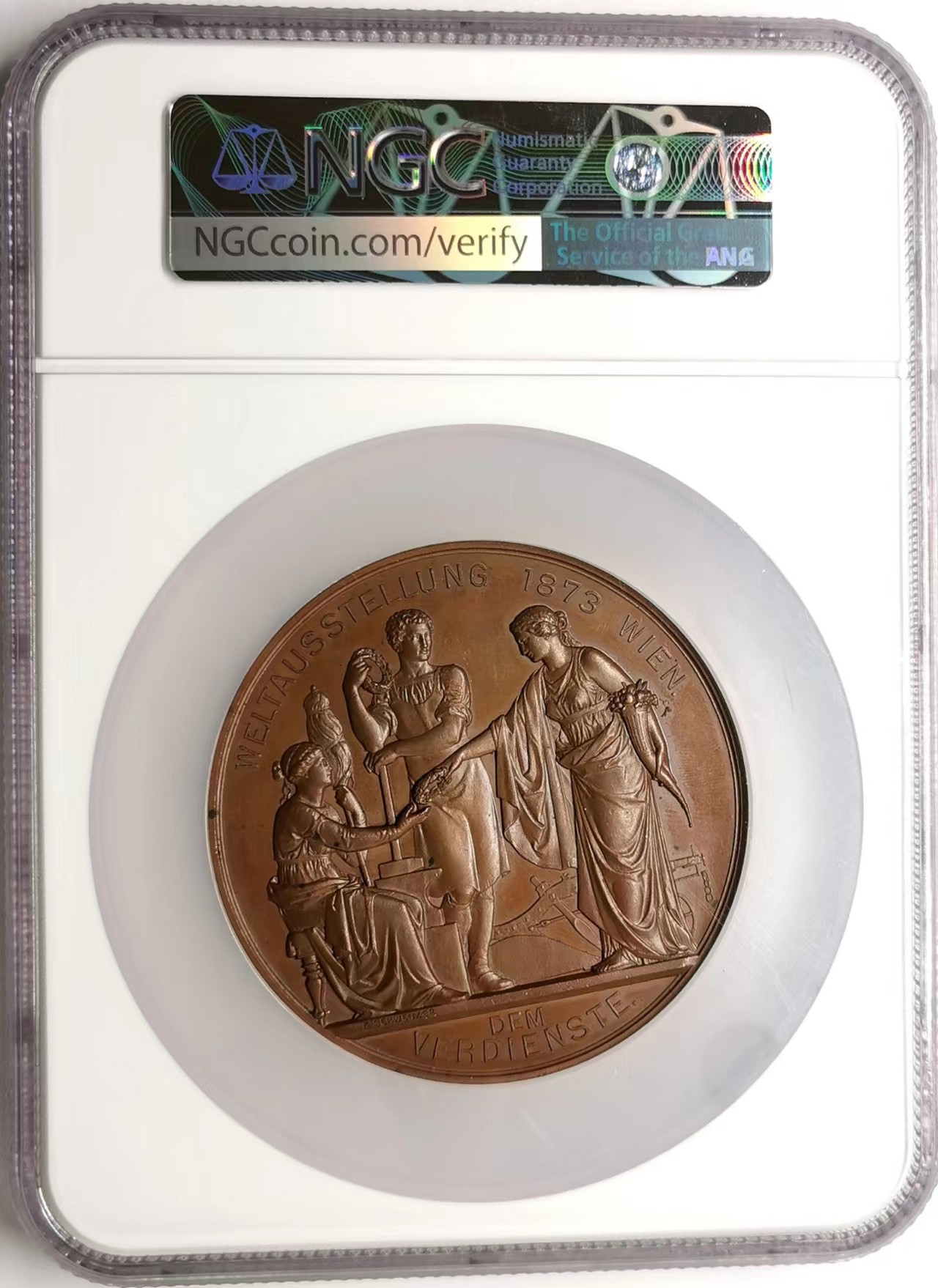 凡希社世界钱币微拍第二百四十八期 1873奥匈帝国维也纳世博会大型铜章NGC-MS63