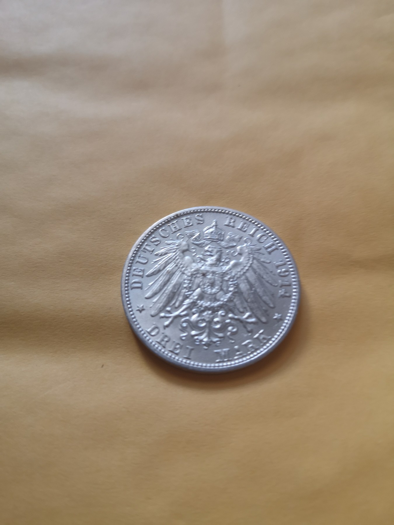 长老汇第35场杂货拍卖 1914德国符腾堡3马克银币，好品