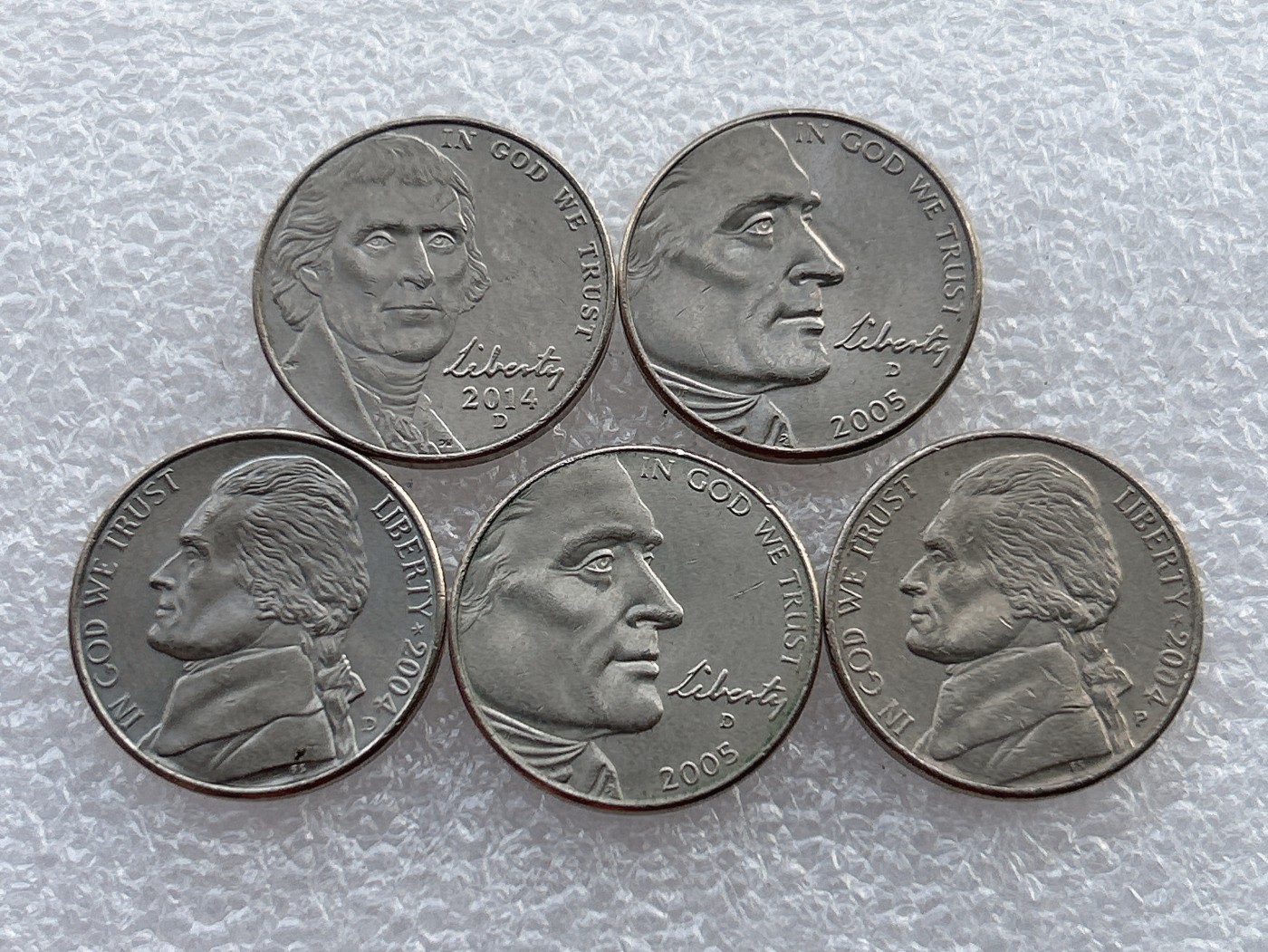 全场一元起拍 世界钱币散币场 第18期 美国5美分小全套