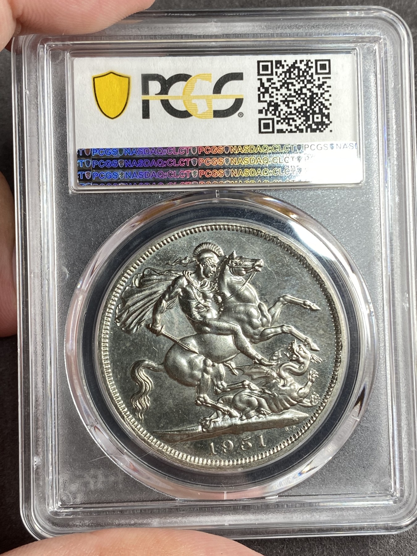万国钱币拍卖第014期（奢华币宴第一季） PCGS PL63 1951年英国乔治六世马剑1克朗镍币 最后的马剑 镜面拉满