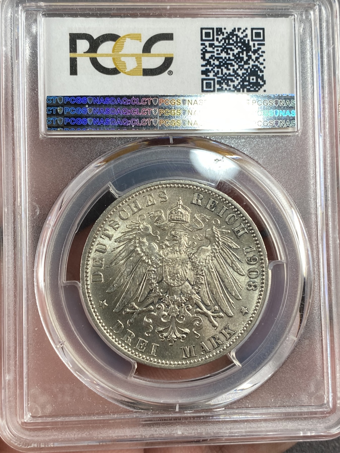 万国钱币拍卖第014期（奢华币宴第一季） PCGS MS63 1908年德国巴伐利亚奥拓3马克 曝光