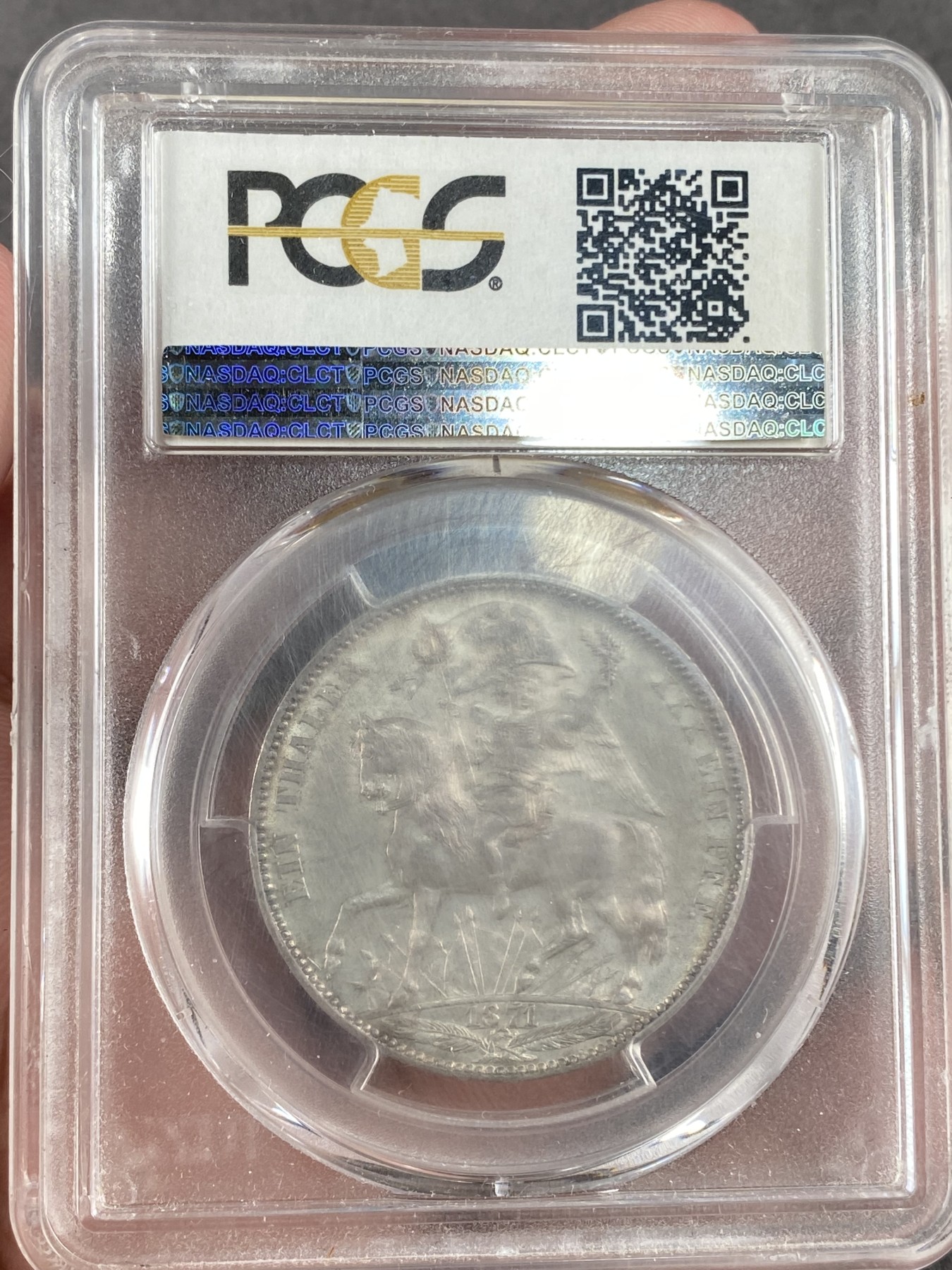 万国钱币拍卖第014期（奢华币宴第一季） PCGS MS62 1871年德国萨克森经典普法战争胜利泰勒 盒子有磨损
