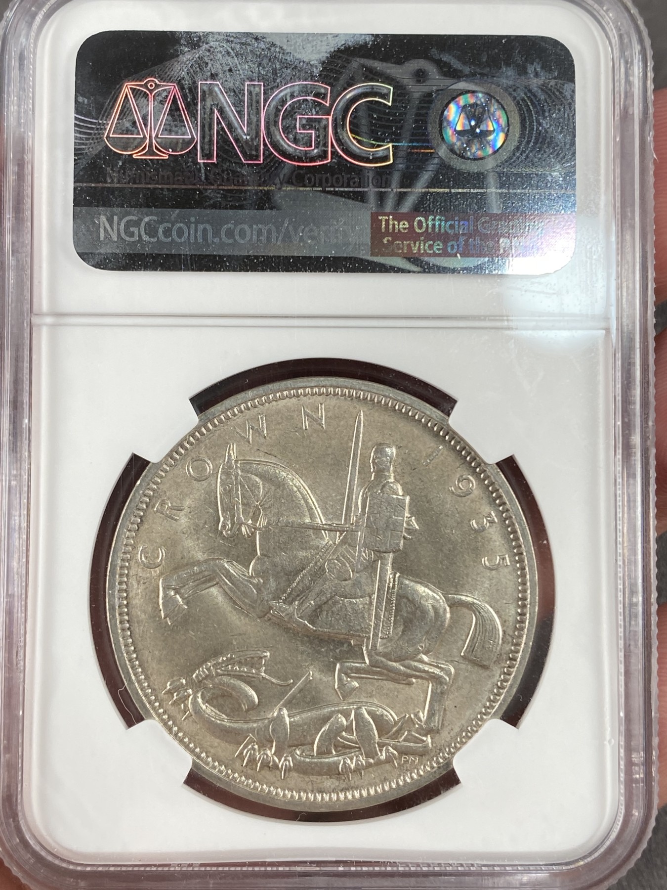 万国钱币拍卖第014期（奢华币宴第一季） NGC MS64 英国1935年乔治五世克朗木马剑