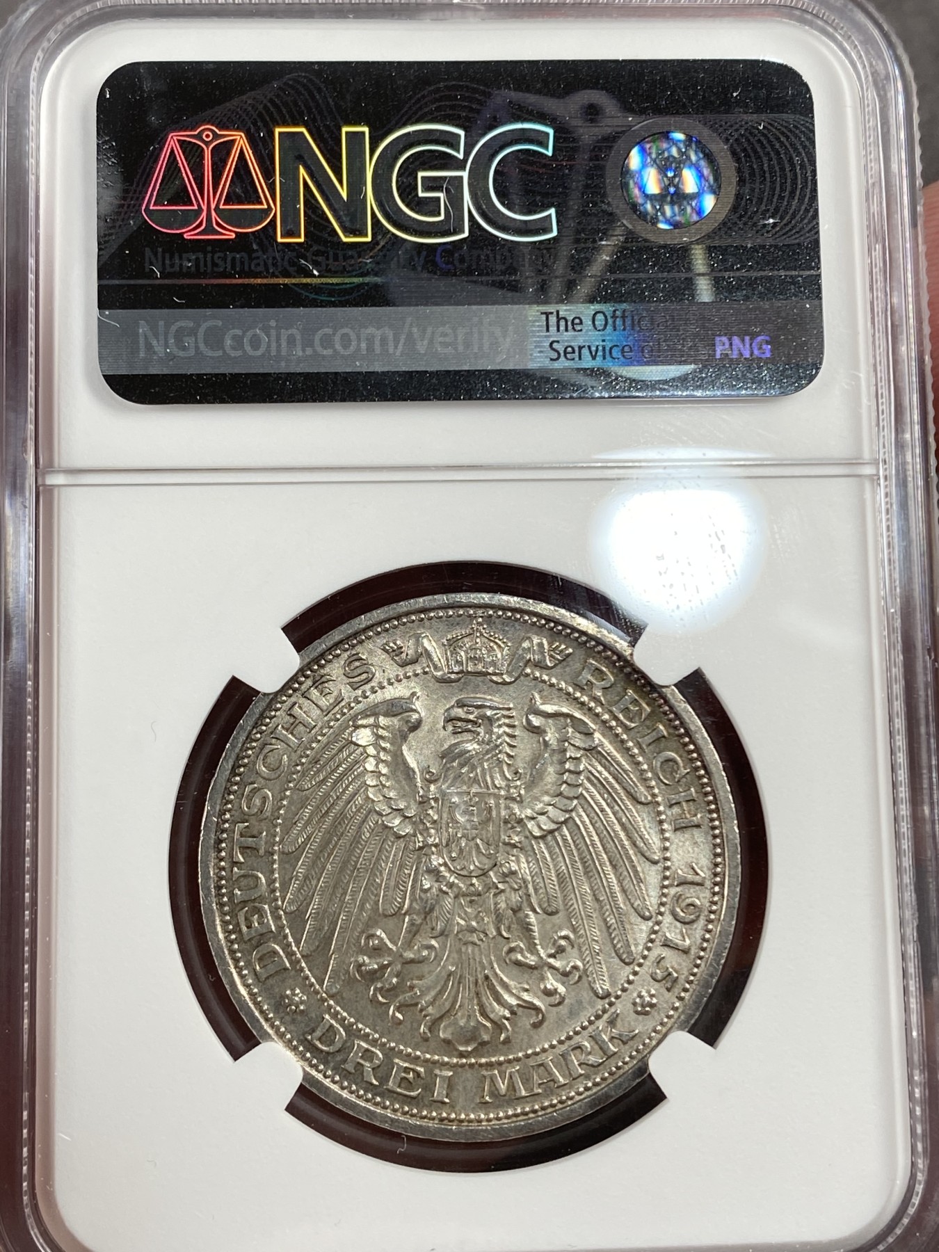 万国钱币拍卖第014期（奢华币宴第一季） NGC UNCD 1915年德国普鲁士曼斯菲尔德圣骑士屠龙经典3马克 标注单面清洗 看不出