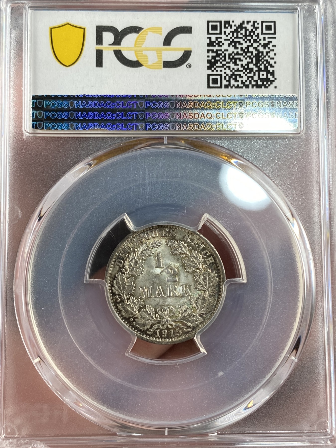 万国钱币拍卖第014期（奢华币宴第一季） PCGS MS66 1915年德国普鲁士原味五彩1/2马克