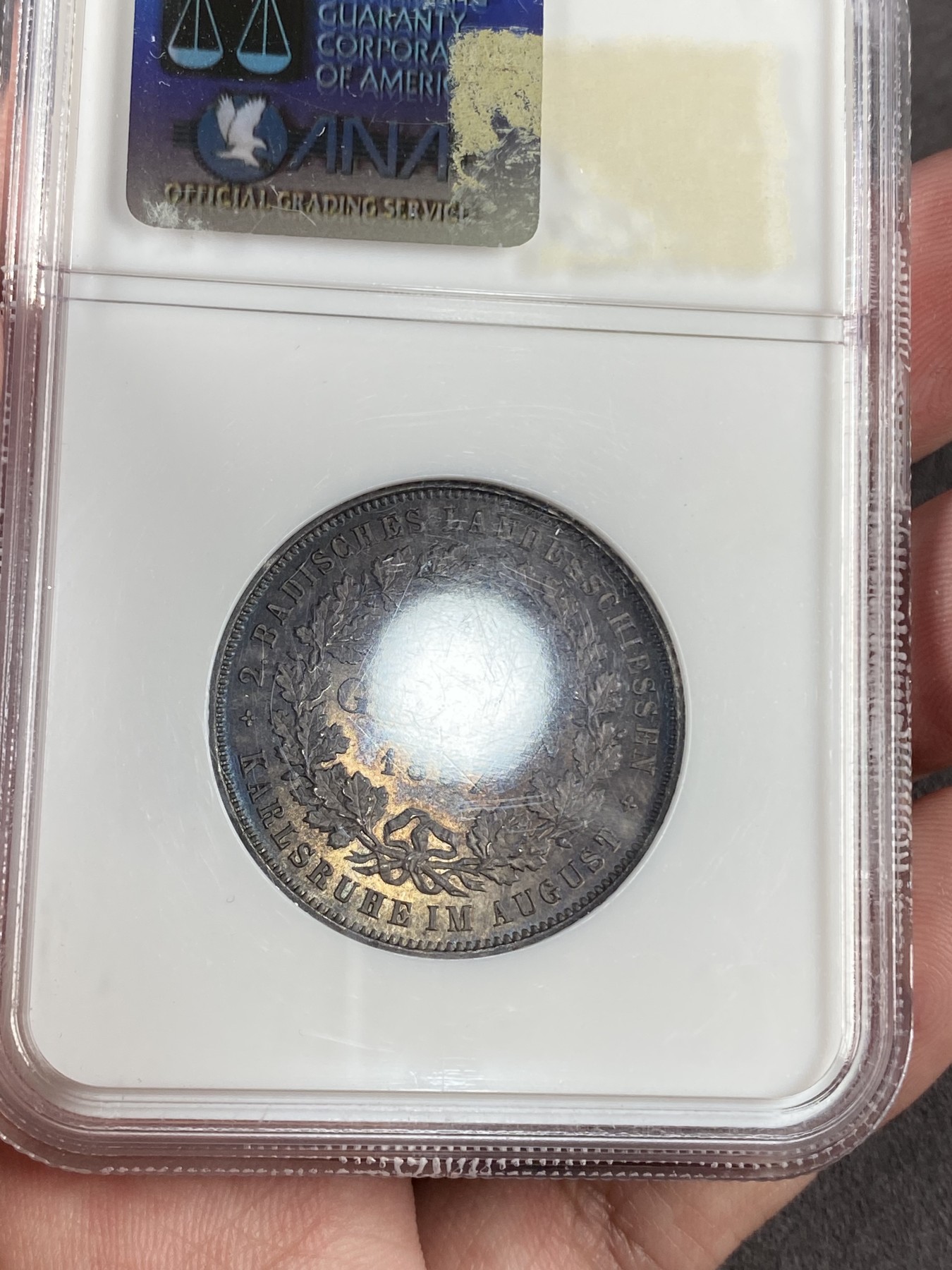 万国钱币拍卖第014期（奢华币宴第一季） NGC MS65 1867年德国巴登1古尔登银币 老盒重五彩