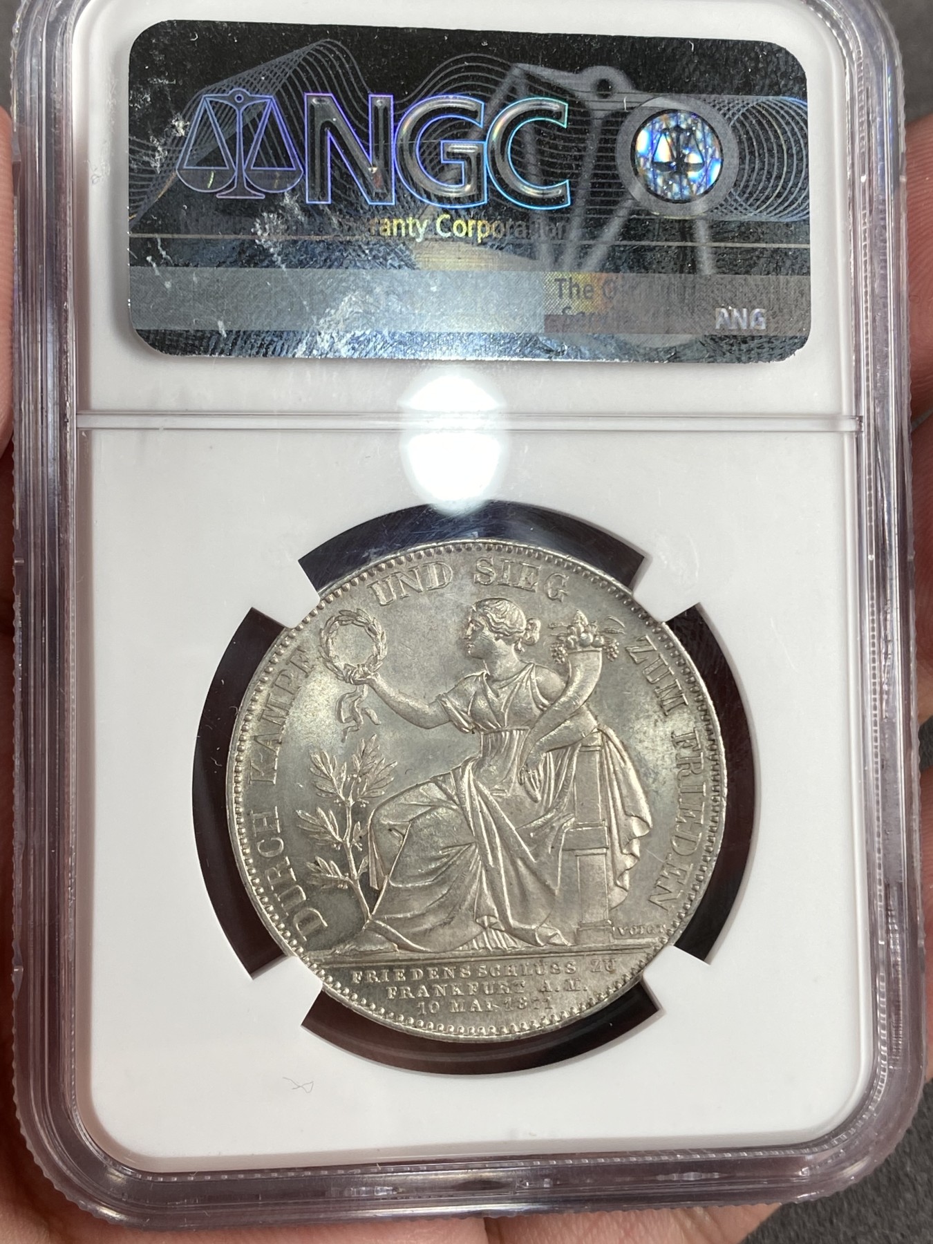 万国钱币拍卖第014期（奢华币宴第一季） NGC MS65 1871年德国巴伐利亚路德维希二世经典普法战争胜利泰勒 转光高分经典品种