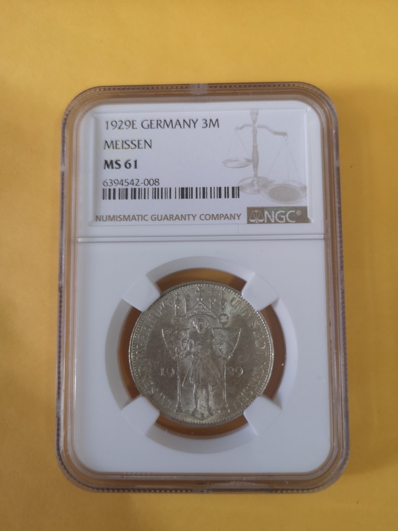 长老汇第35场杂货拍卖 1929德国梅森3马克银币，NGC MS61