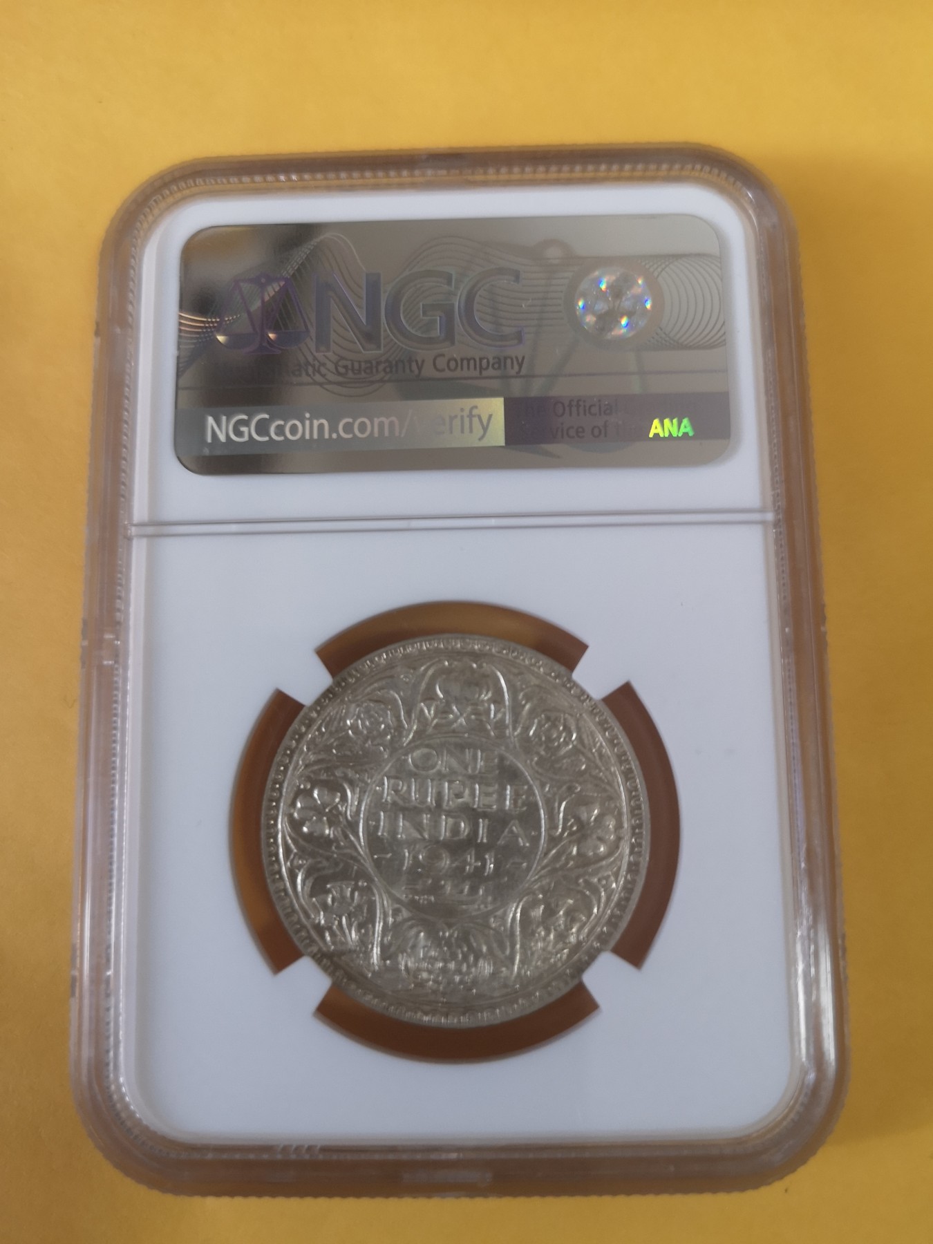 长老汇第35场杂货拍卖 1941英属印度乔治六世1卢比银币，NGC AU55